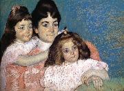 Mary Cassatt The Lady and her two daughter oil painting